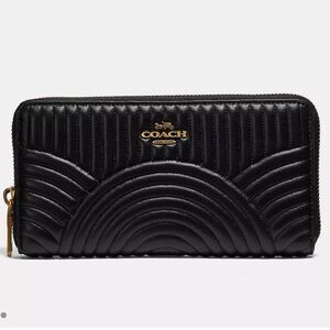 Coach Accordion Wallet, Black Leather
